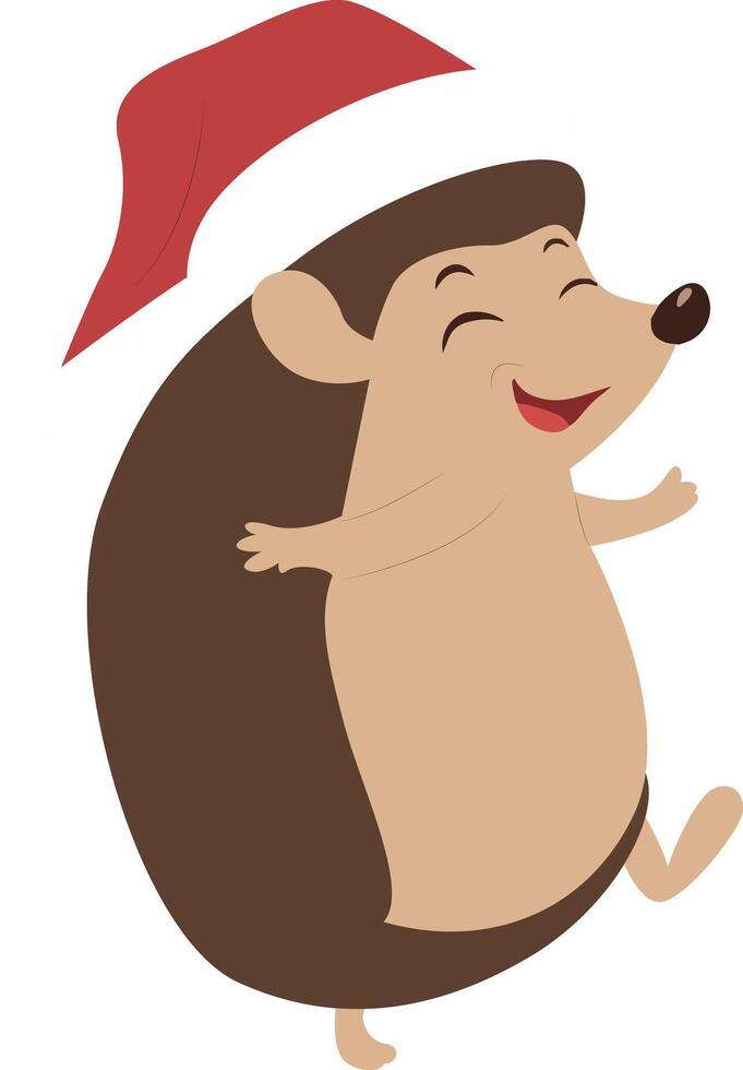 Happy Hedgehog Christmas Santa Hat vector