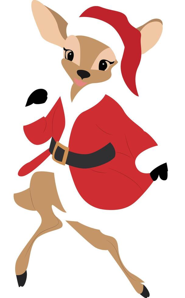 Cute Christmas Deer Santa Costume vector