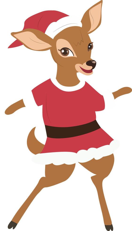 Cute Christmas Deer Santa Outfit vector