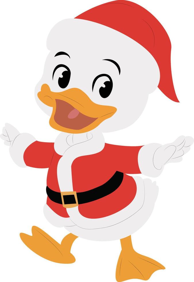 Cute Duckling Santa Christmas Cartoon vector