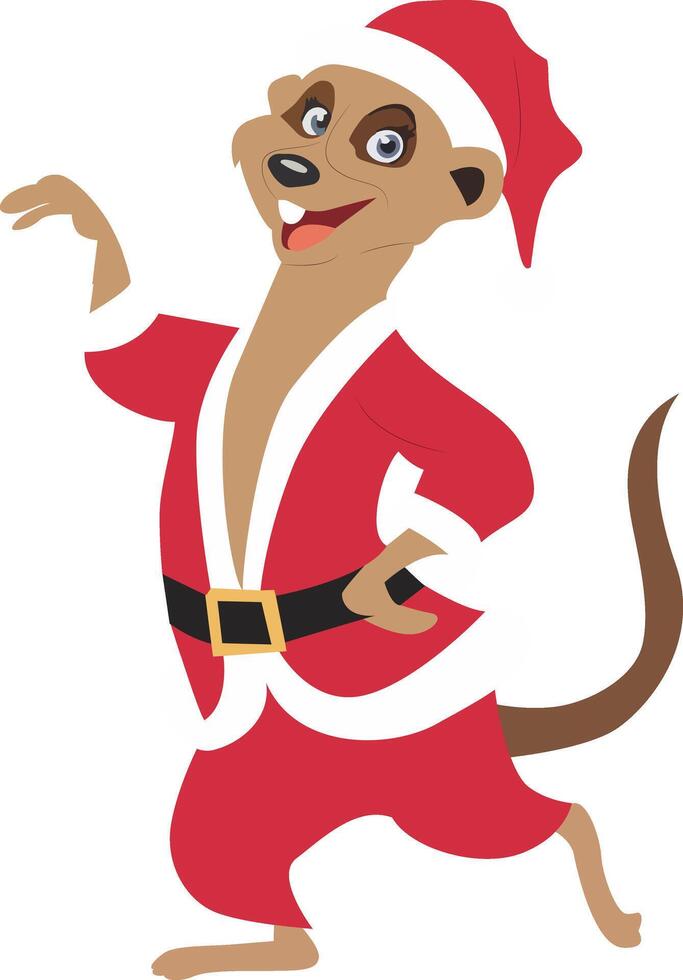 Christmas Meerkat Santa Claus Cartoon vector