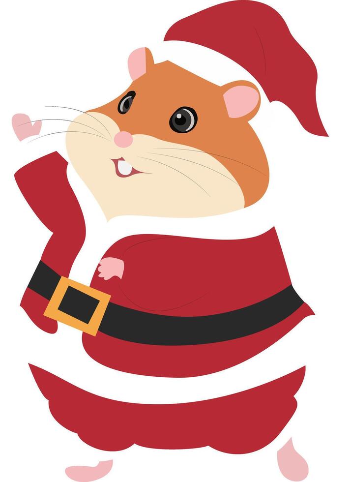 Cute Hamster Santa Christmas Greeting vector