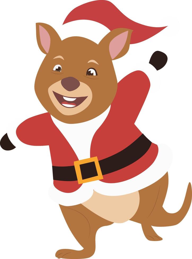 Christmas Kangaroo Santa Cartoon vector