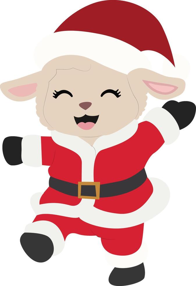Cute Christmas Lamb Santa Costume vector