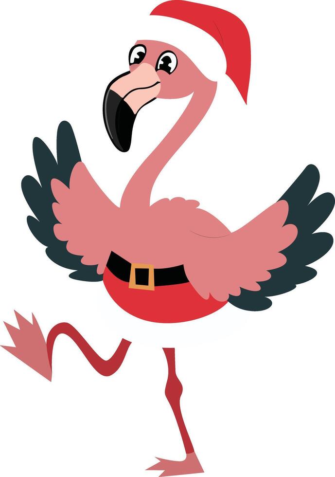 Christmas Flamingo Santa Hat Dancing vector