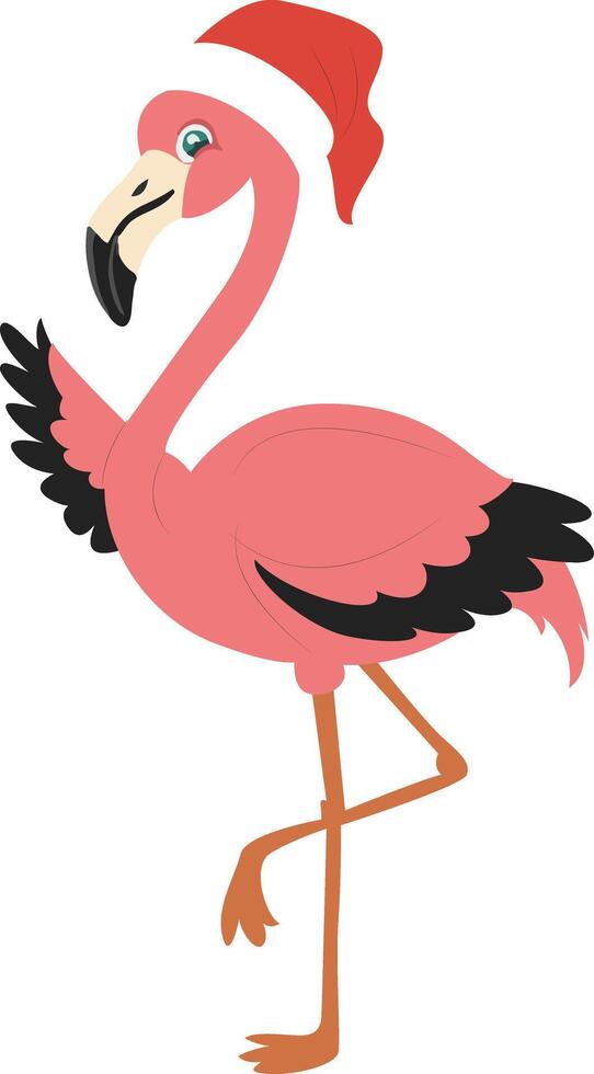 Christmas Flamingo Cartoon Illustration Design vector