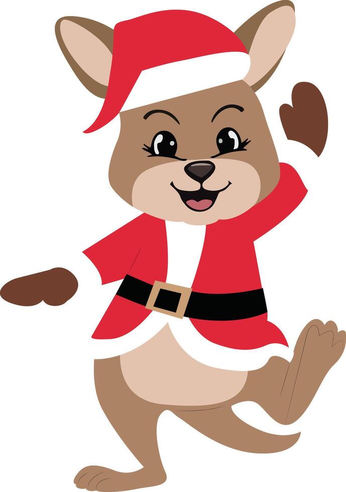 Christmas Kangaroo Cartoon Festive Cheer vector