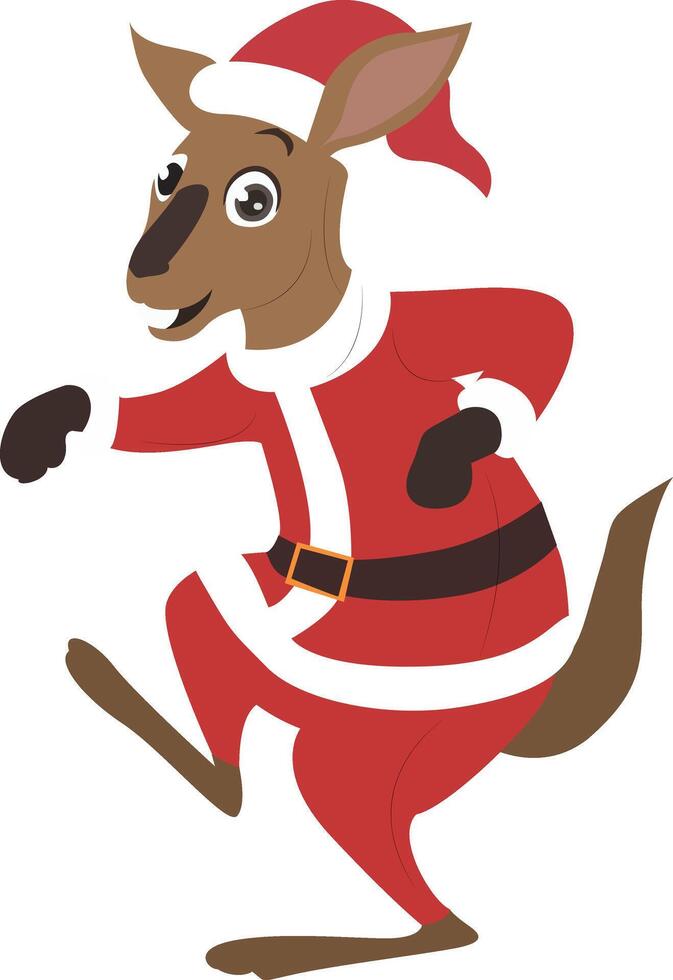 Christmas Kangaroo Santa Dancing Cartoon vector