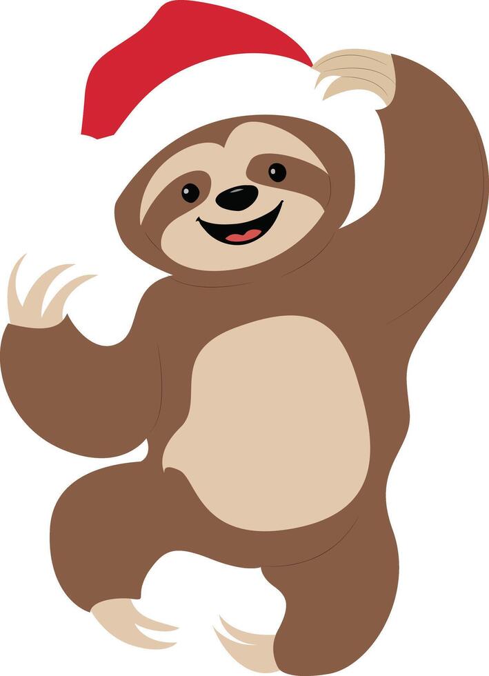 Christmas Sloth Cartoon Festive Cheerful Fun vector