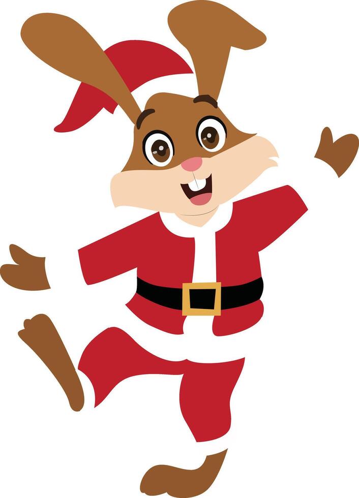 Christmas Bunny Santa Claus Cartoon Illustration vector