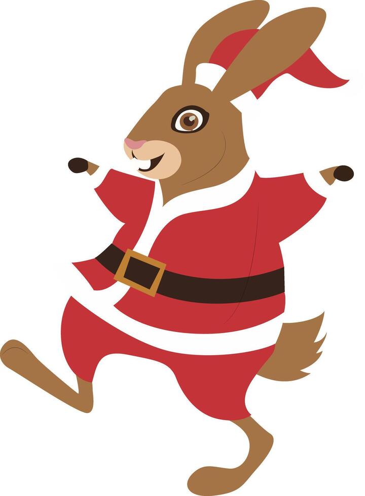 Christmas Rabbit Santa Claus Cartoon Joyful vector