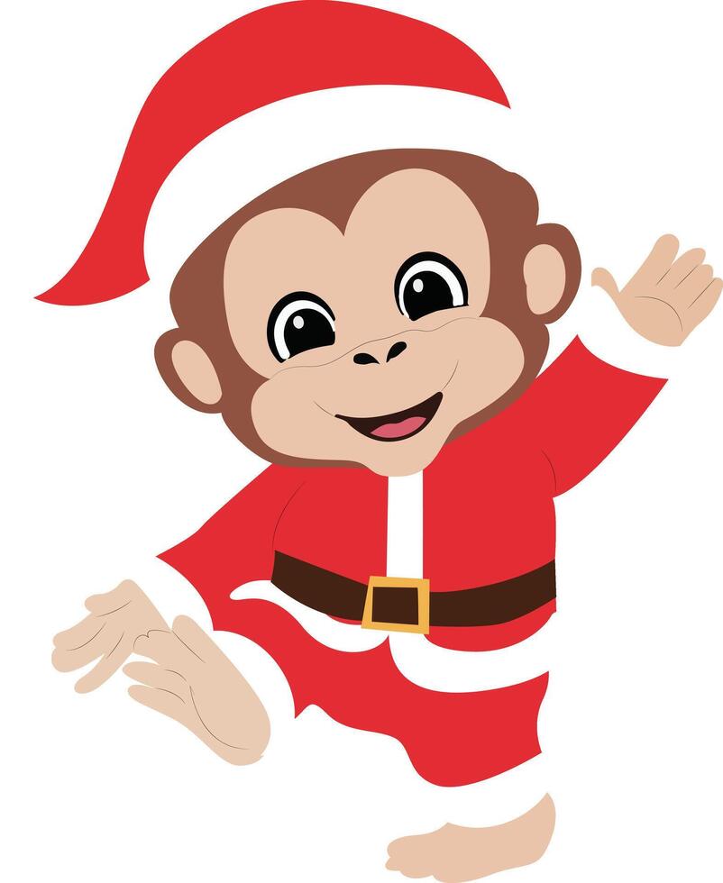 Cute Christmas Monkey Cartoon Image vector