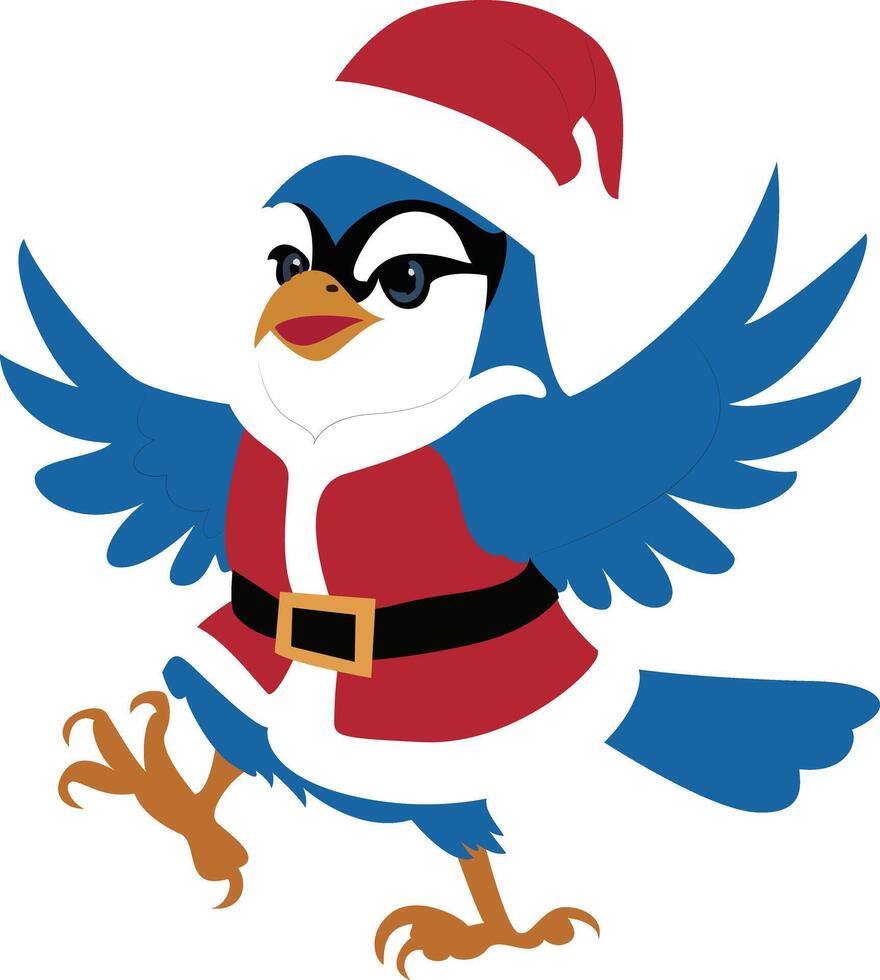 Christmas Bluebird Santa Costume Cartoon vector