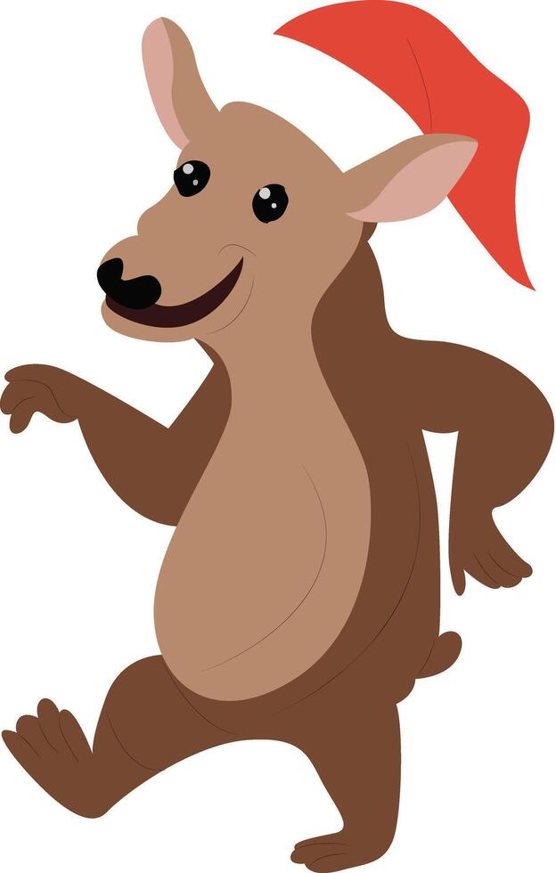 Christmas Wombat Walking Cartoon Illustration vector