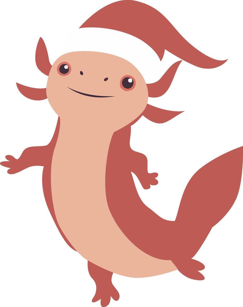 Cute Axolotl Wearing Santa Hat vector