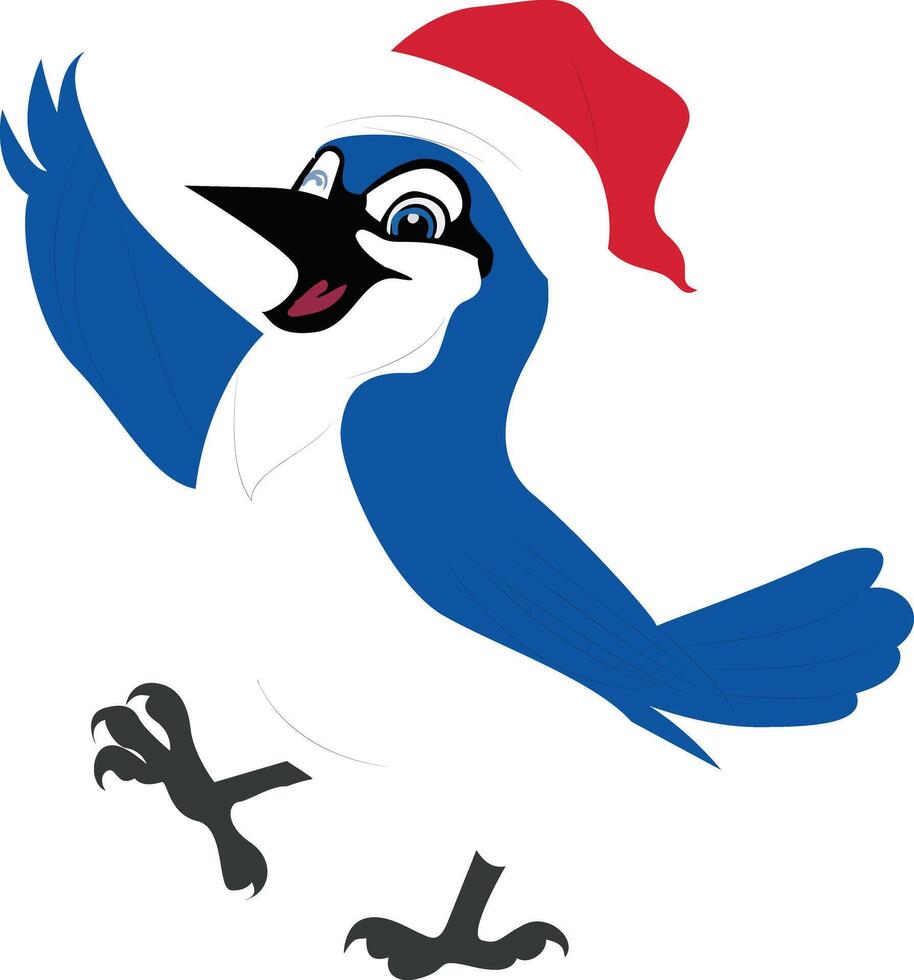 Christmas Blue Jay Bird Cartoon Illustration vector