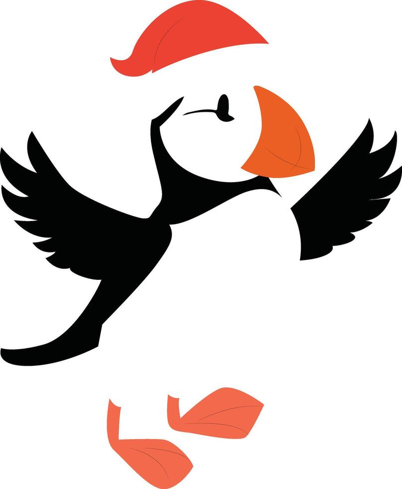 Christmas Puffin Bird Santa Hat Clipart vector
