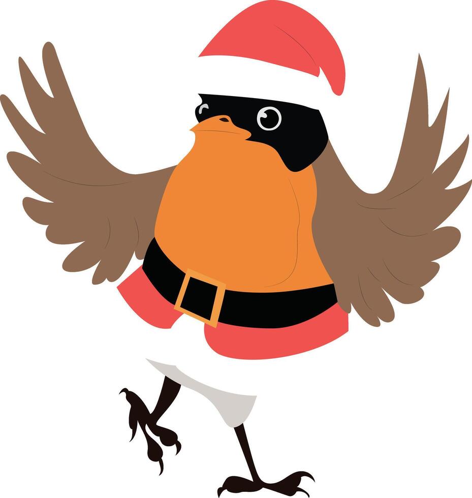 Christmas Robin Bird Santa Suit vector