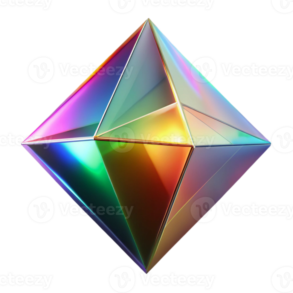 dramatic rustic A field of geometric prisms refracting light into a spectrum of colors, lit by a bright, white light, op art style original png