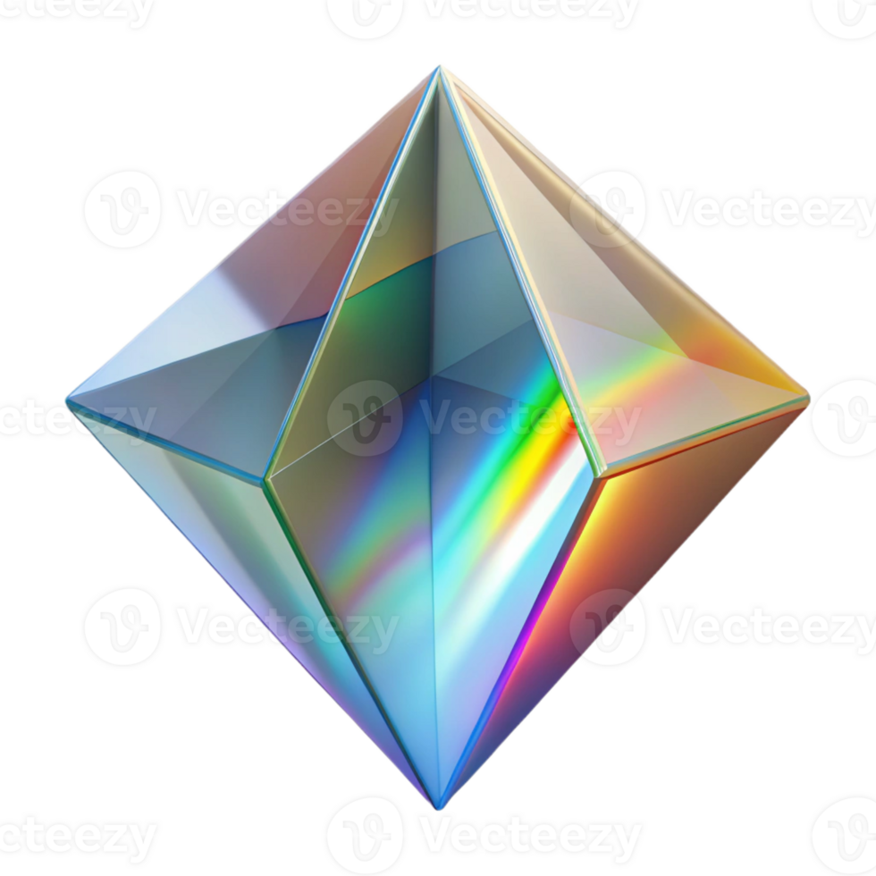 extraordinary vintage A field of geometric prisms refracting light into a spectrum of colors, lit by a bright, white light, op art style high resolution png