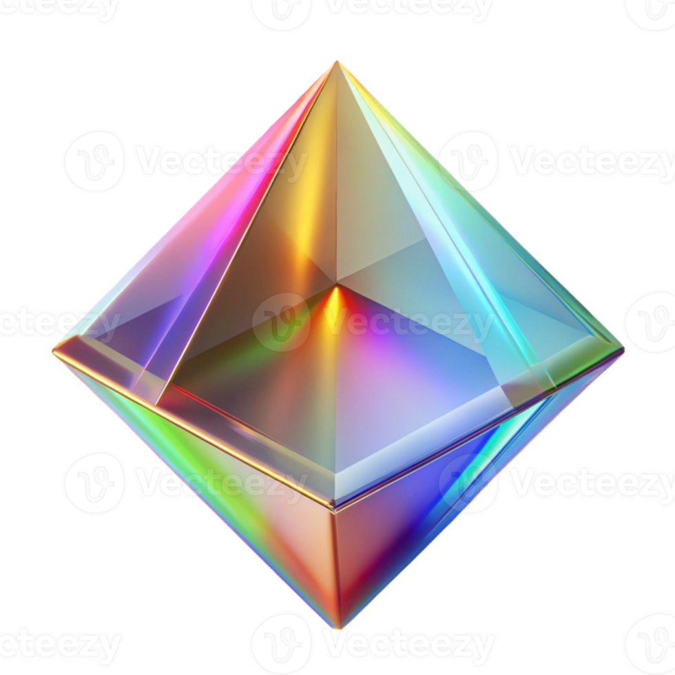 elegant contemporary A field of geometric prisms refracting light into a spectrum of colors, lit by a bright, white light, op art style authentic png