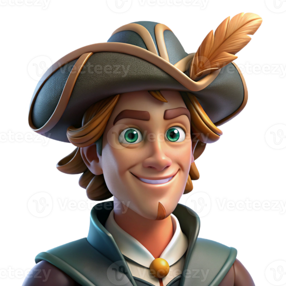 stunning classic Portrait of a charming rogue with a sly grin and a feathered hat, lit by dim tavern light, in a swashbuckler style authentic png