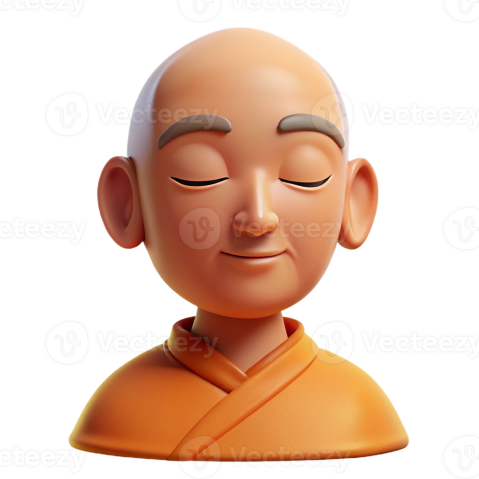 magnificent minimalist Portrait of a serene monk with closed eyes and a peaceful expression, lit by soft, natural light, in a minimalist style original png