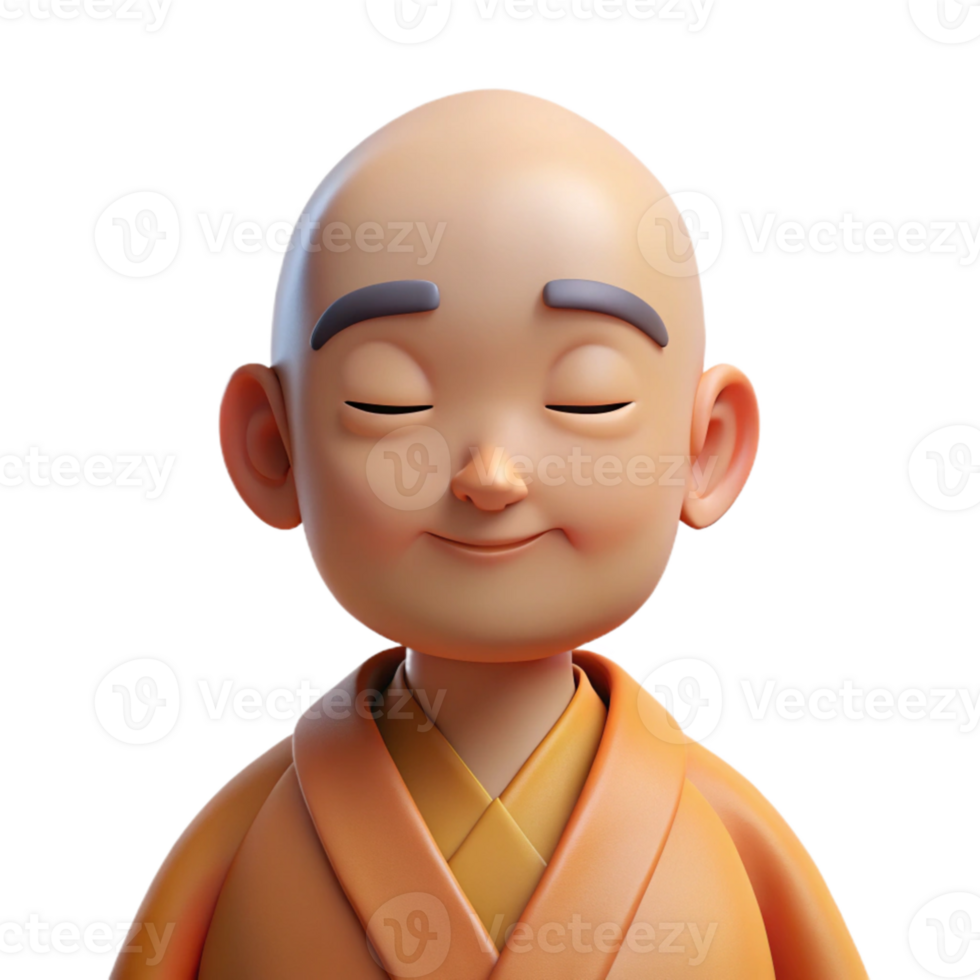 impressive contemporary Portrait of a serene monk with closed eyes and a peaceful expression, lit by soft, natural light, in a minimalist style 4K png