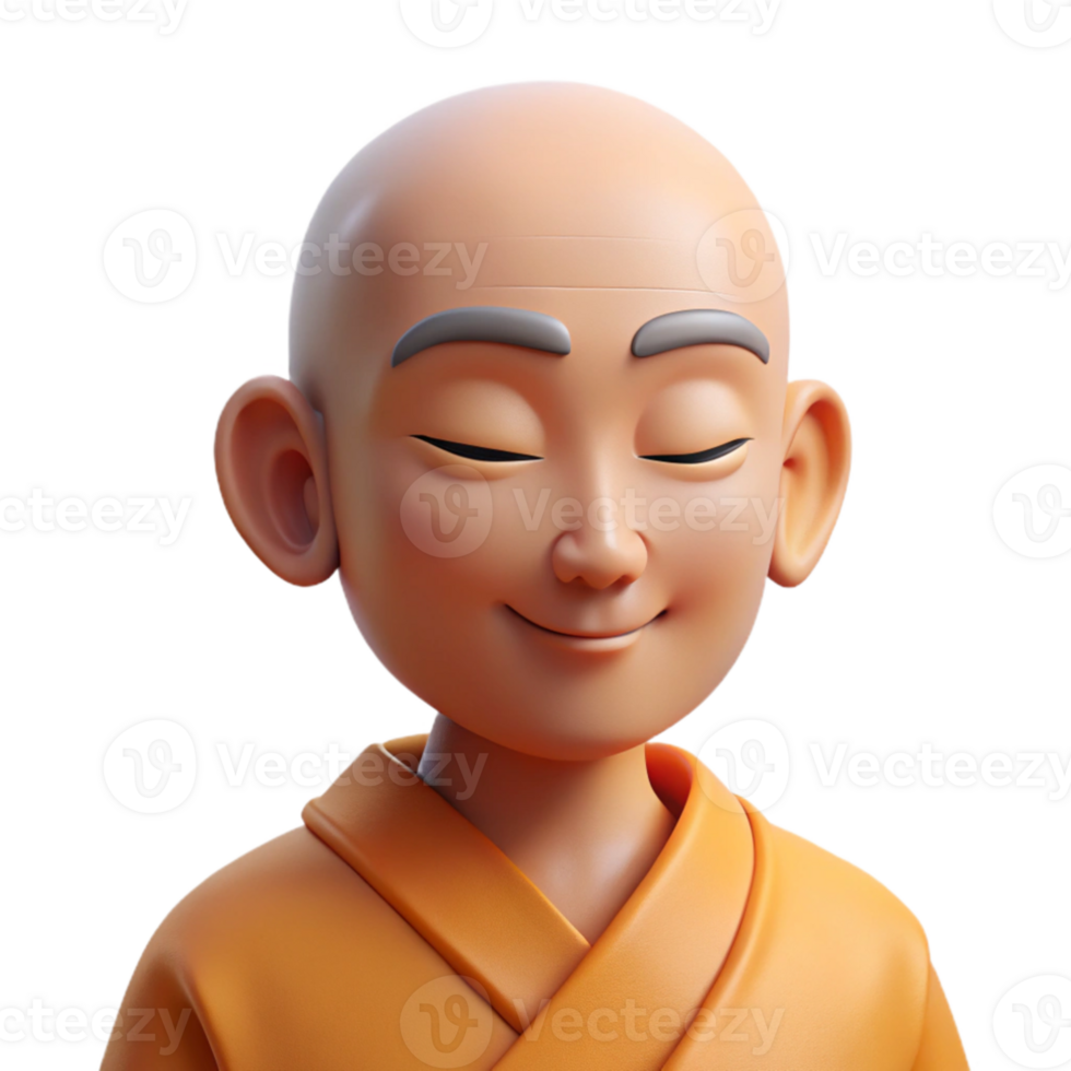 wonderful classic Portrait of a serene monk with closed eyes and a peaceful expression, lit by soft, natural light, in a minimalist style detailed png