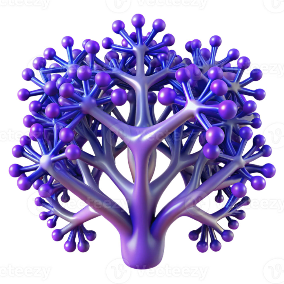 extraordinary abstract A complex network of branching fractal trees, rendered in shades of deep blue and violet, psychedelic style original png
