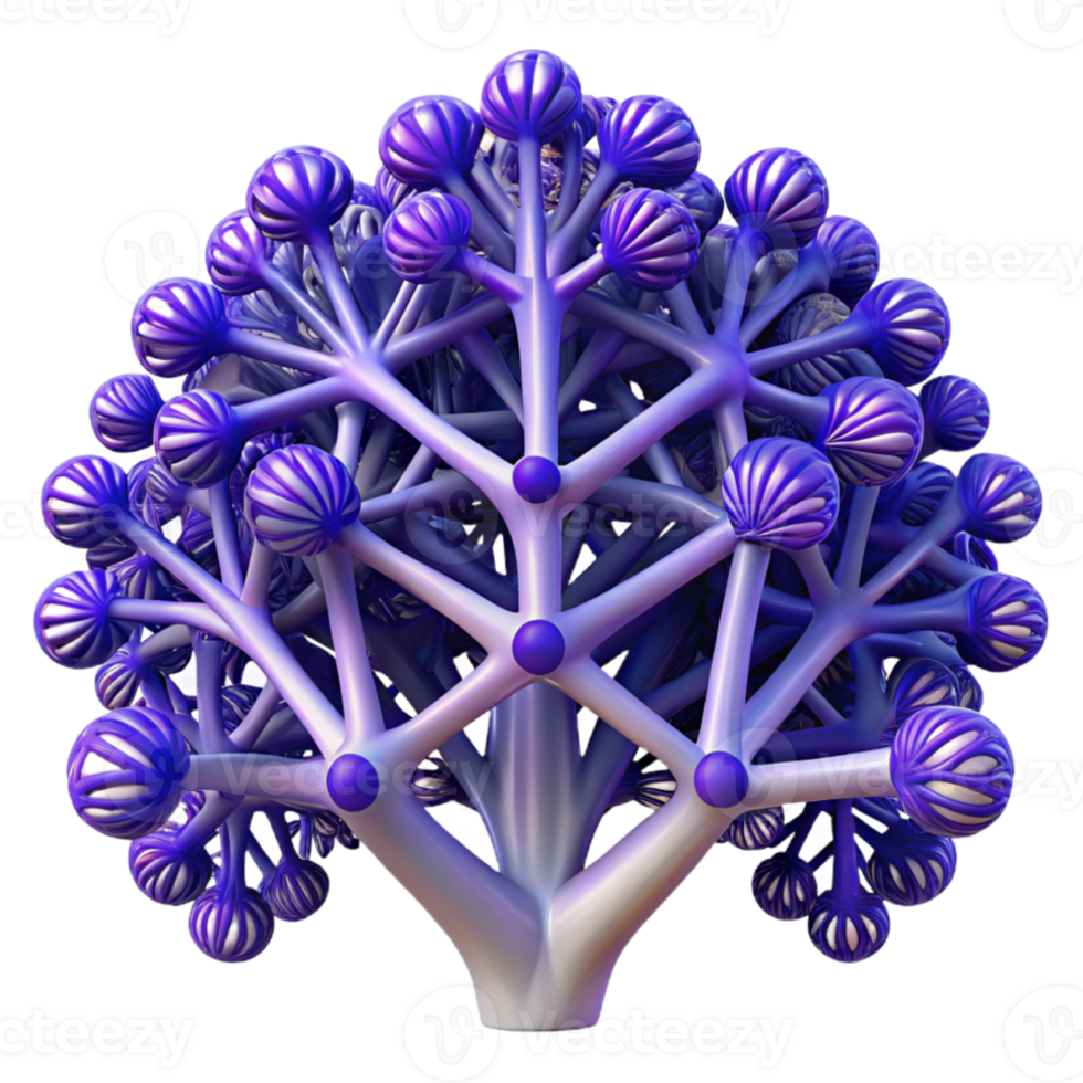 elegant rustic A complex network of branching fractal trees, rendered in shades of deep blue and violet, psychedelic style original png