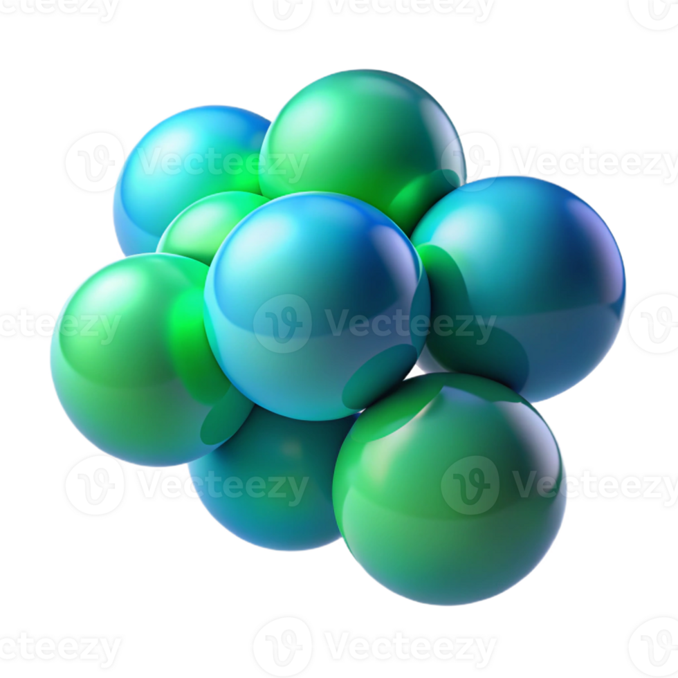 beautiful modern A series of overlapping, transparent spheres, rendered in a gradient of cool blues and greens, minimalist style authentic png