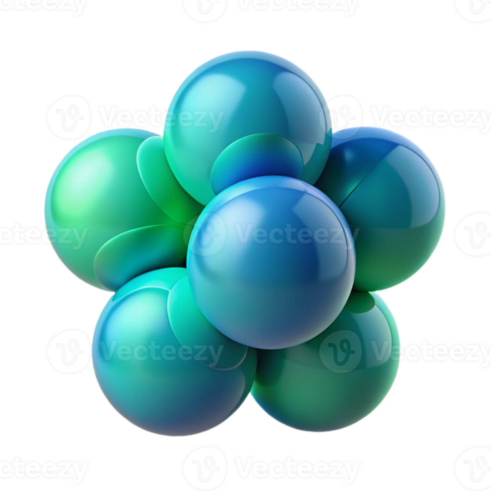 impressive minimalist A series of overlapping, transparent spheres, rendered in a gradient of cool blues and greens, minimalist style 4K png