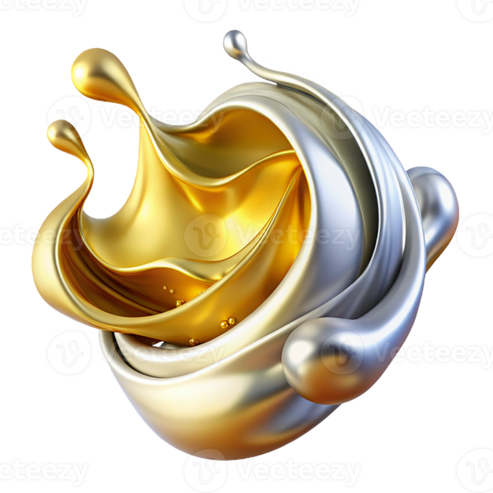 beautiful classic A dynamic, flowing composition of liquid gold and silver, lit by a warm, golden light, Art Deco style premium png