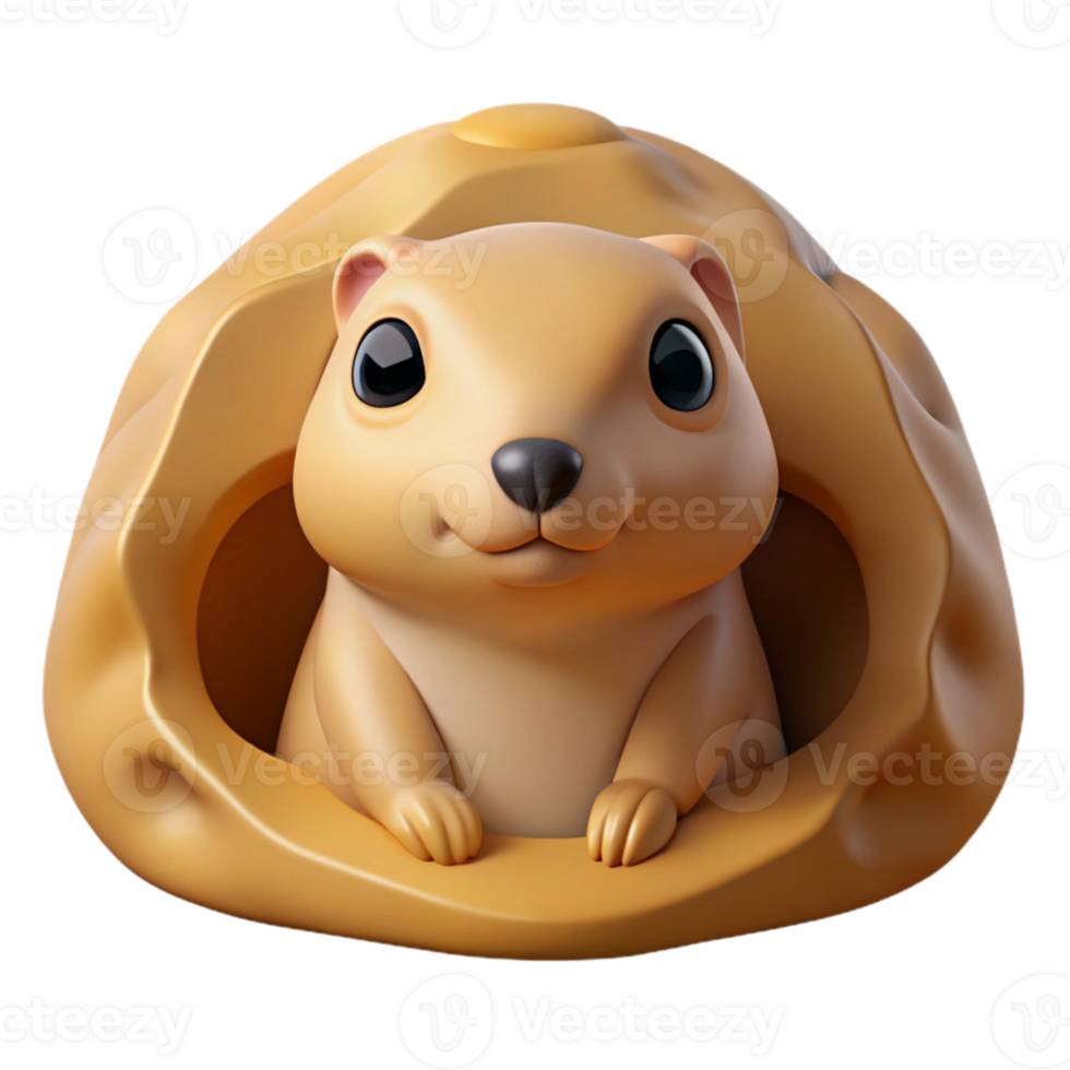 magnificent artistic A curious prairie dog peeking out of its burrow, warm desert light, wildlife photography style high resolution png