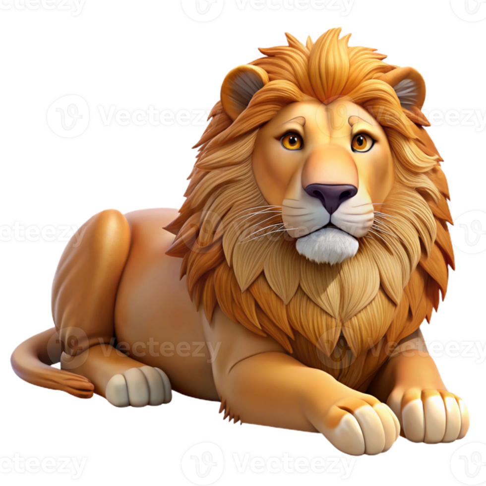 beautiful artistic A regal lion resting in the savanna, warm afternoon light, realistic animal portrait style genuine png