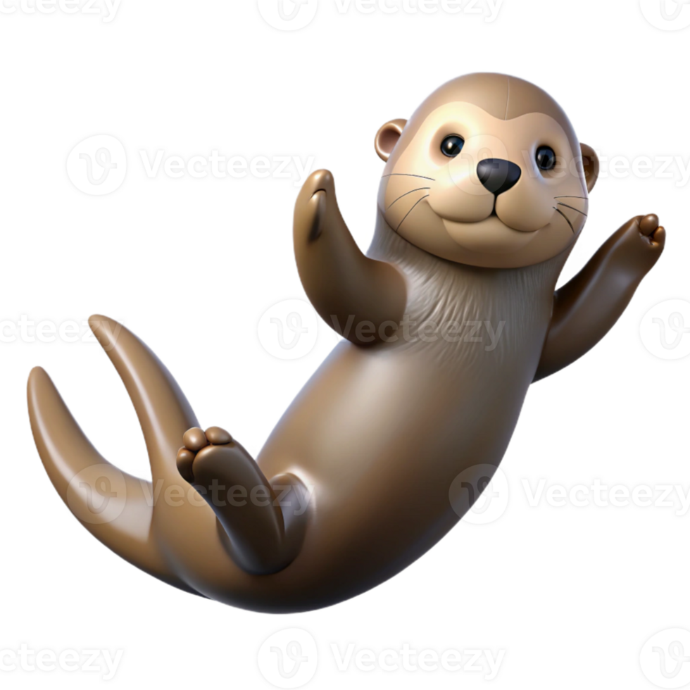 magnificent classic A playful sea otter floating on its back, calm ocean light, wildlife photography style premium png