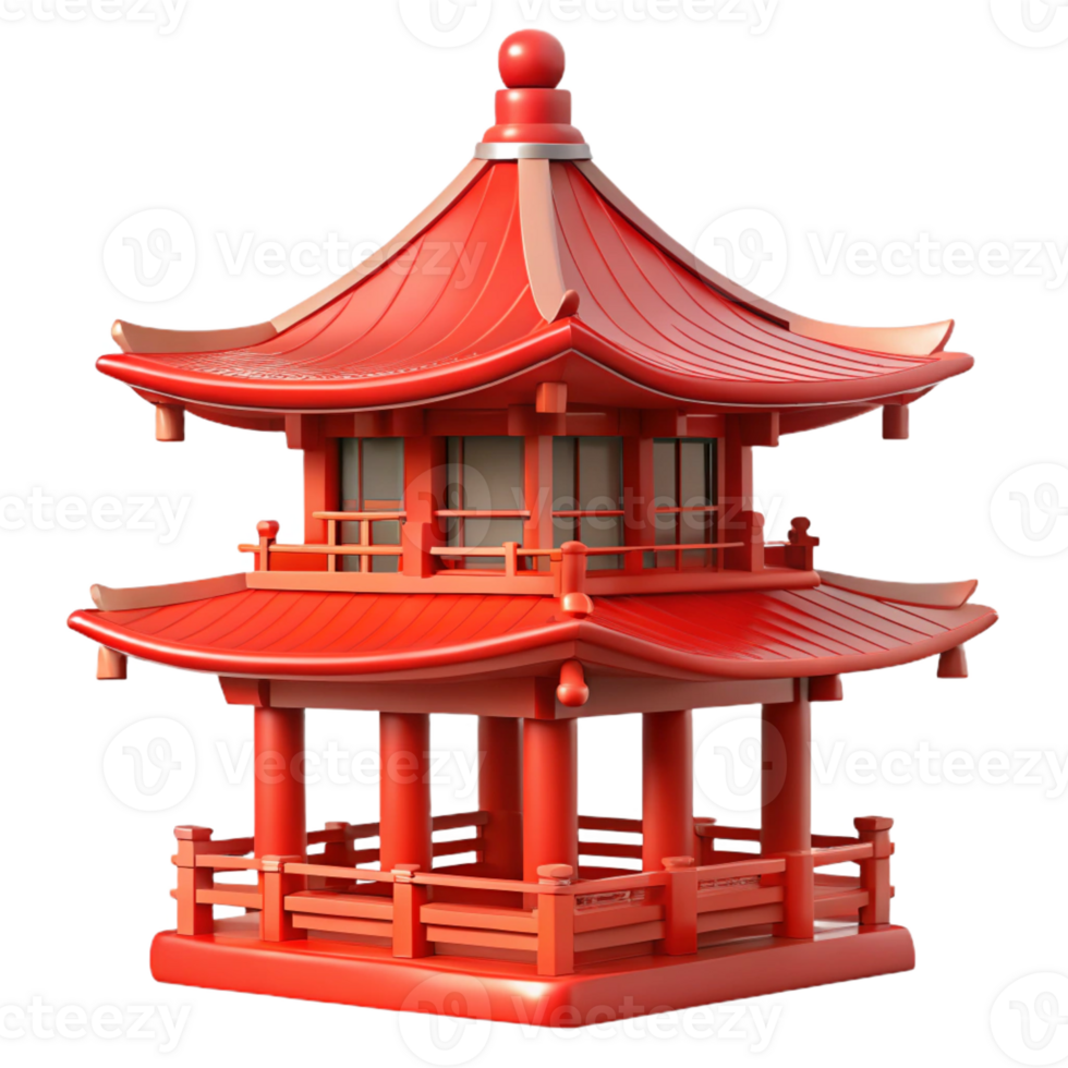 magnificent minimalist Traditional Japanese pagoda, intricate woodwork, red lacquer, soft daylight, serene, original png