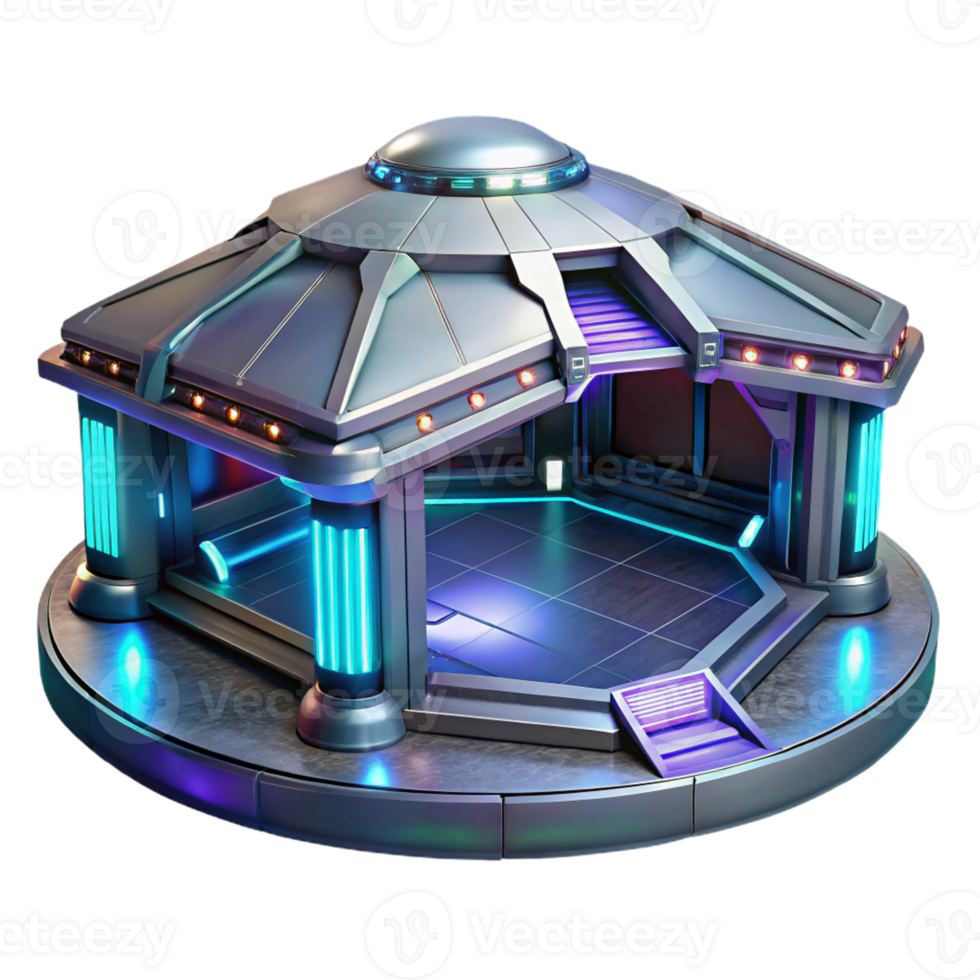 magnificent creative Futuristic spaceship hangar, sleek metallic surfaces, neon lighting, sci-fi, exclusive png