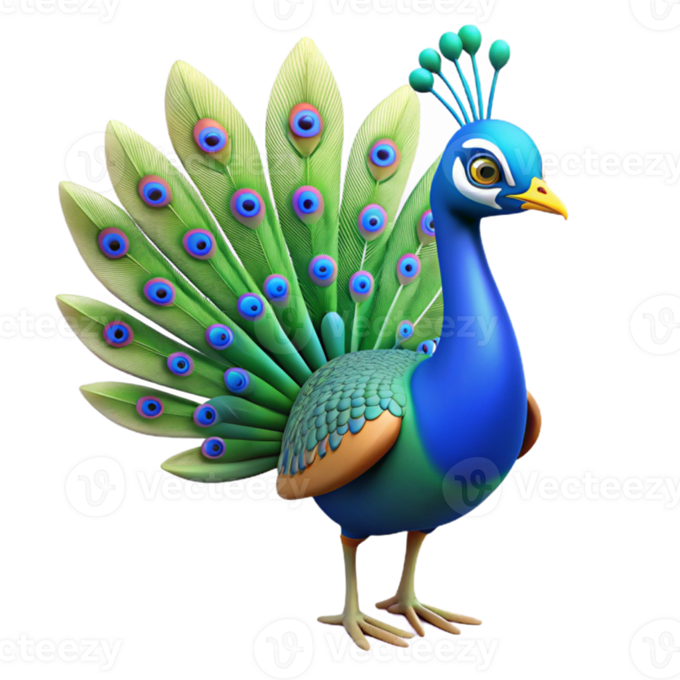 vibrant contemporary A peacock displaying its vibrant plumage, bright sunlight, bird photography style premium png