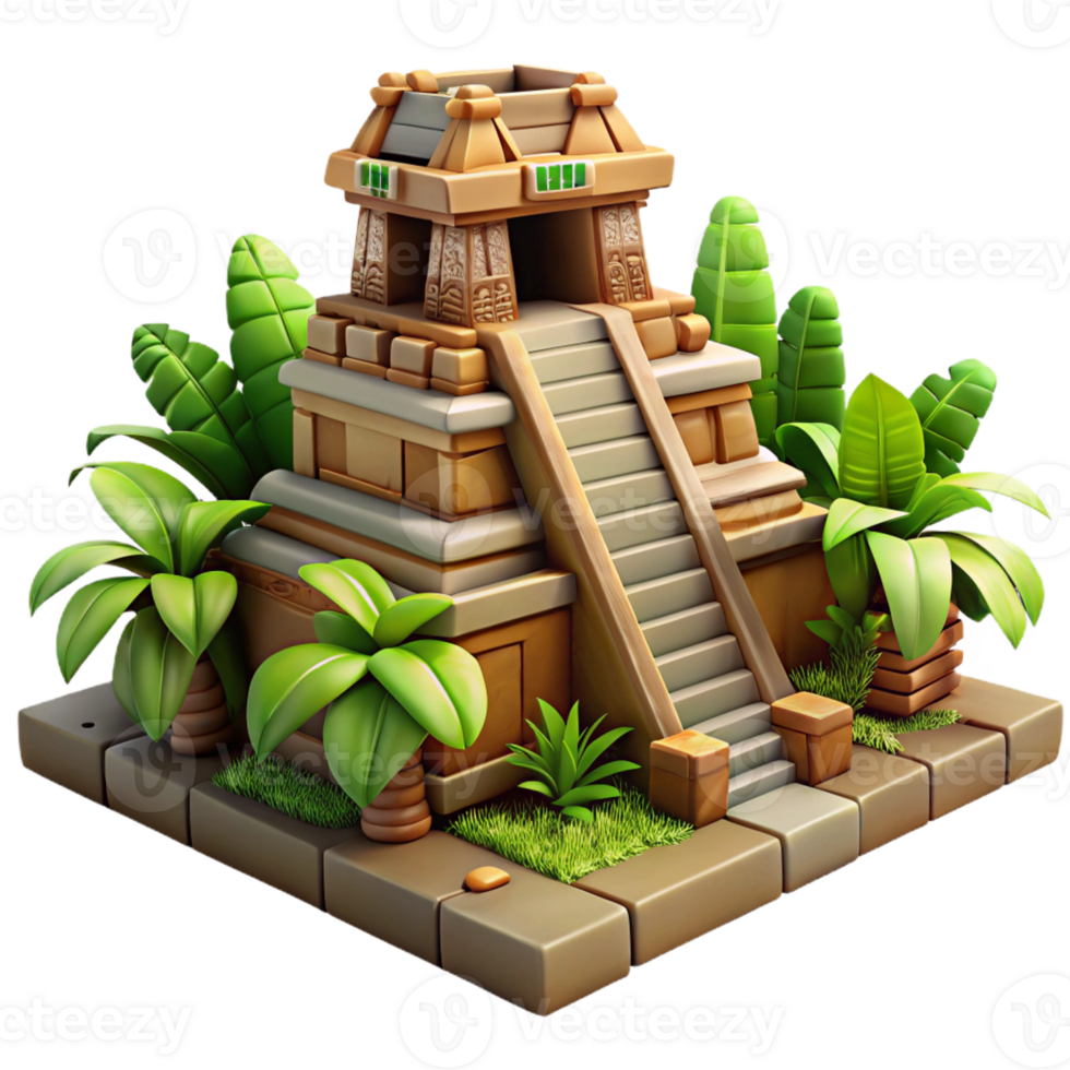 impressive modern Ancient Mayan temple, intricate carvings, jungle setting, dramatic lighting, mysterious, authentic png