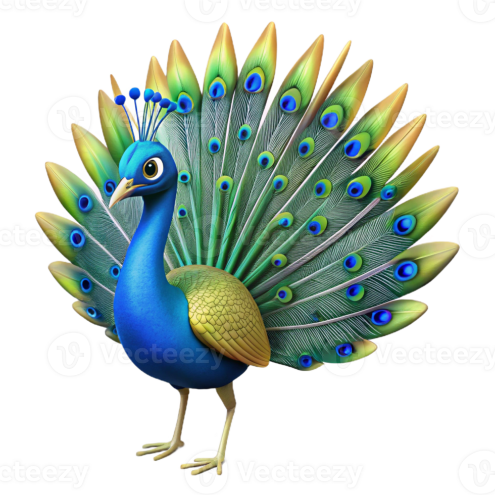 impressive traditional A peacock displaying its vibrant plumage, bright sunlight, bird photography style exclusive png