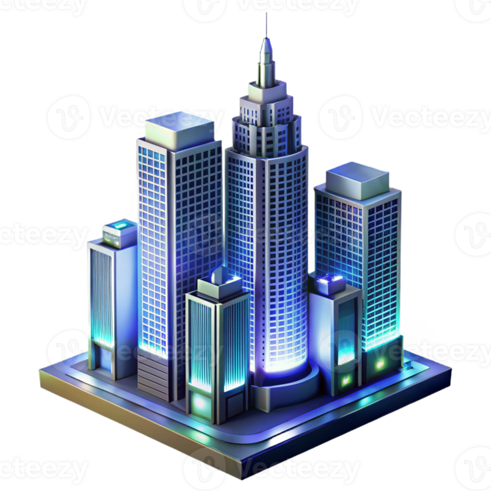 dramatic classic Modern skyscraper at night, glowing windows, city lights, long exposure, dramatic, professional png