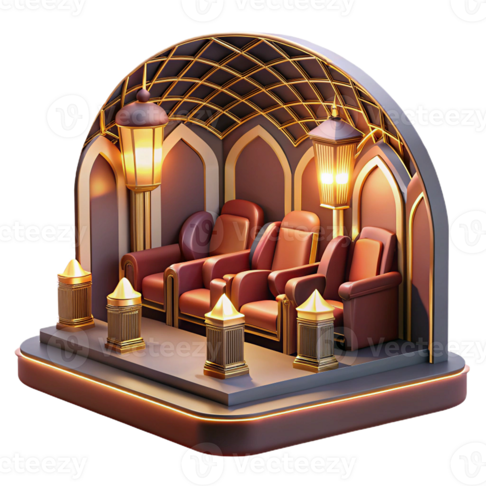 wonderful abstract Art Deco cinema interior, geometric patterns, luxurious seating, warm lighting, glamorous, premium png