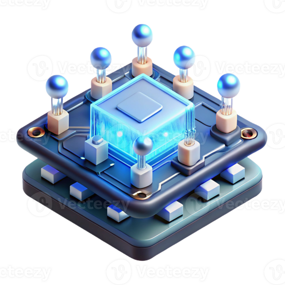 extraordinary vintage A levitating circuit board with glowing components, intricate design, dark background with directional lighting, technological abstract style original png