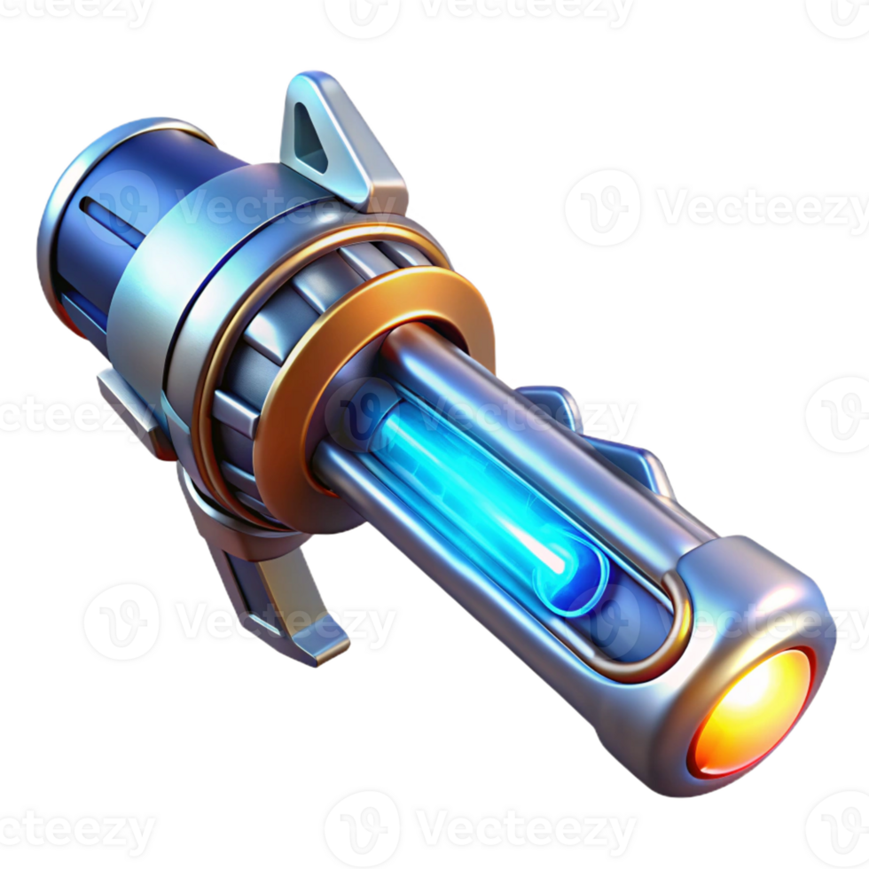 elegant modern A futuristic weapon with glowing energy core, sleek metallic design, dark background with rim lighting, science fiction style detailed png