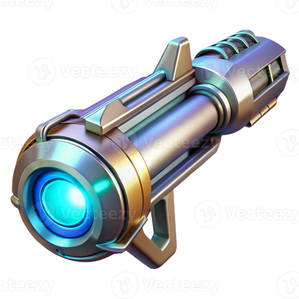 impressive vintage A futuristic weapon with glowing energy core, sleek metallic design, dark background with rim lighting, science fiction style genuine png