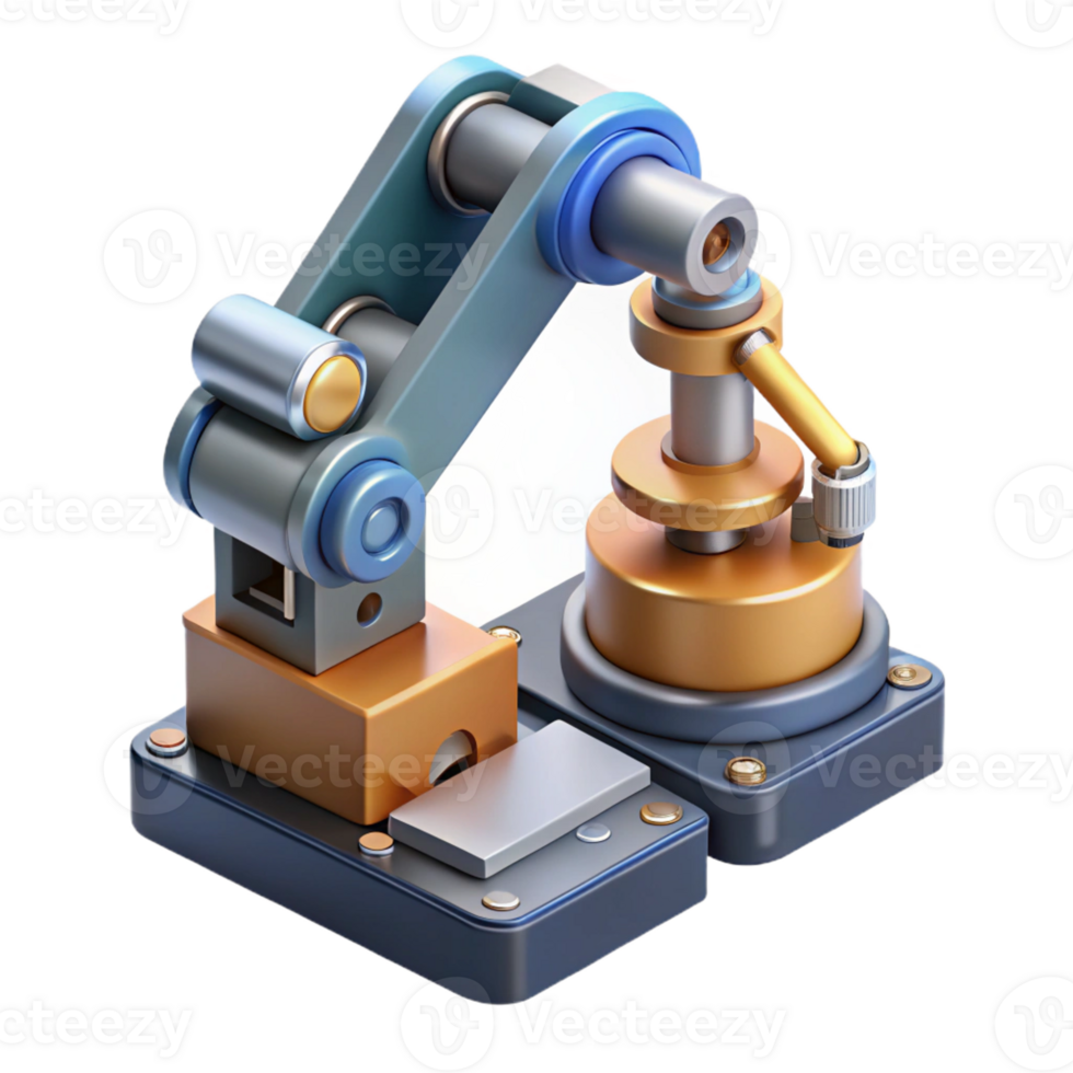 serene vintage A robotic arm assembling a microchip, precise movements, industrial lighting, hyperrealistic style detailed png