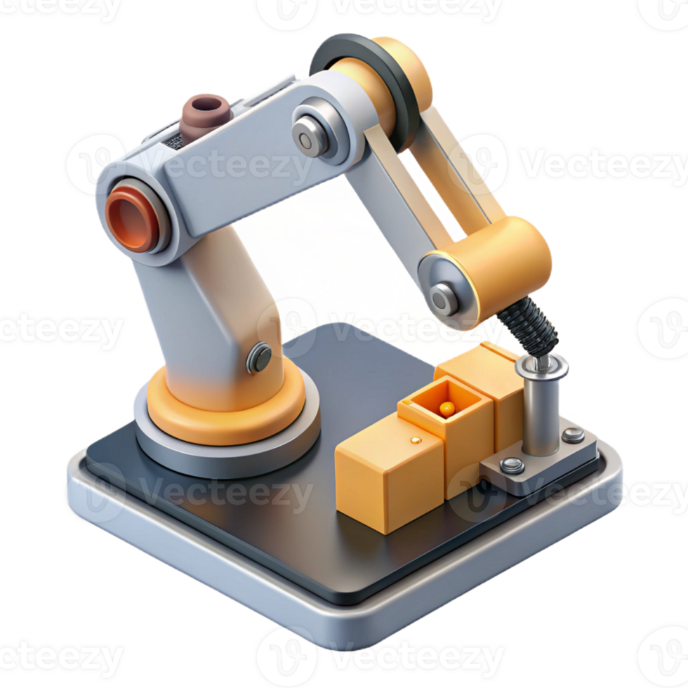 elegant minimalist A robotic arm assembling a microchip, precise movements, industrial lighting, hyperrealistic style 4K png