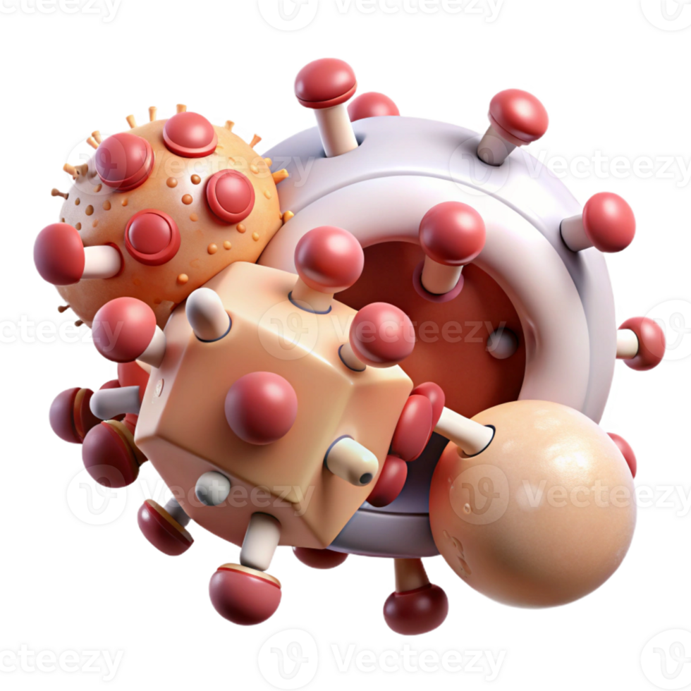 impressive rustic A group of nanobots repairing damaged tissue, microscopic view, biological illustration style, soft lighting genuine png